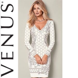Venus white quilted and beaded dress